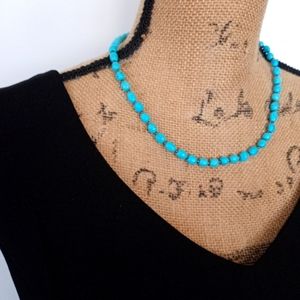 Handmade Turquoise Single strand Colored Beaded Necklace